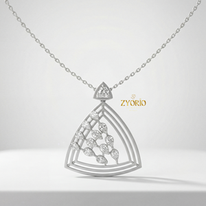 Pendentif géométrique floral en argent plaqué or avec chaîne à maillons, design élégant, luxe moderne, pour fiançailles, mariage, usage quotidien féminin - Product Image 1