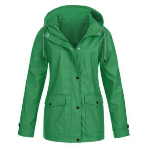 Chaqueta de lluvia con capucha impermeable de talla grande para mujer Estilo Poncho sólido a prueba de viento y cálido para ropa impermeable al aire libre - Product Image 1