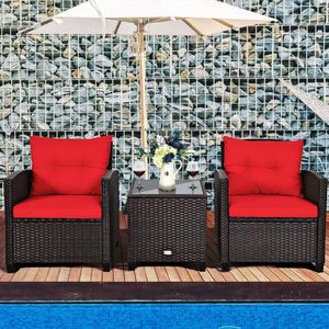 Set di mobili da giardino in rattan da 3 pezzi con cuscini lavabili - Product Image 2