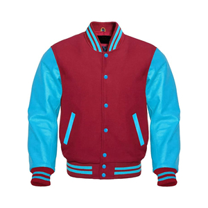 Blousons Bomber Unisexe en Laine Brodée Chenille pour Hommes, Manches en Toile, Style Universitaire, Imperméables, Haute Qualité, Couleurs Variées - Product Image 1