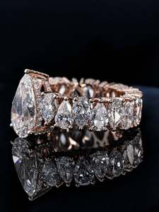 New Design Pass Diamond Tester Solid 925 Sterling Silver VVS Moissanite 6ct Pear Cut Engagement Band Ring Iced Wedding <b>Gift</b> for - Product Image 6