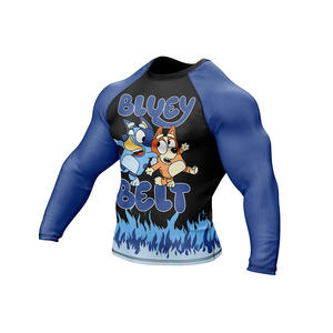 <b>Men's</b> Blue Flame Print Anti-UV Breathable Rash Guard Full Sleeve <b>Compression</b> <b>Shirt</b> Quick Dry Spandex Polyester Fitness Top - Product Image 5