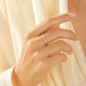 Anillo de Boda Apilable de Media Eternidad con Diamante Cultivado en Laboratorio Marquise de 0.20CT, Chapado en Rodio, Estilo Hoja de Oro de 14K 18K, Unisex, de Moda - Product Image 6