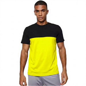 เสื้อยืดแขนสั้นผู้ชาย คอโอ ทรงปกติ ดีไซน์เรียบง่าย สีทูโทน ม่วง-ดำ - Product Image 5