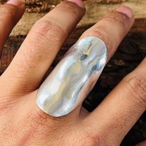 Geometric Shield Chunky Armor <b>Rings</b> Minimal <b>Brass</b> 925 sterling silver <b>Rings</b> for Women - Product Image 2