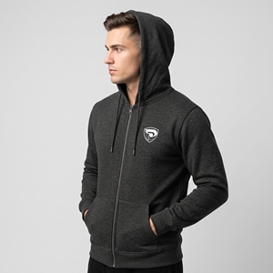 Sweat-shirt à capuche zippé noir pour homme Dumela, en molleton, coupe classique, pour l'automne, logo thermocollé sur le devant - Product Image 3
