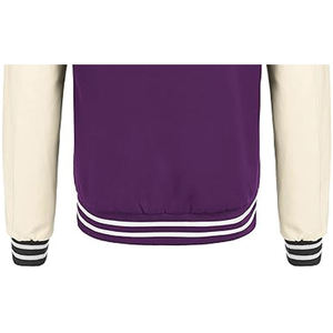 เสื้อแจ็คเก็ตวาร์ซิตี้สีม่วงสำหรับผู้ชาย แขนเสื้อสีขาว แผ่นไหล่สีดำ ทรงปกติ สวมใส่สบาย - Product Image 6