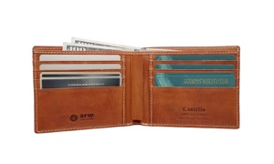 Haute Qualité Castello Italien Vacchetta En Cuir RFID Bi-Fold Billfold Carte D'identité Portefeuille pour Hommes Court Longueur Polyester Ouverture - Product Image 3