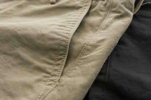 Shorts de sport mi-longs en coton 100% écologique, vert olive uni, anti-plis, respirants, taille mi-haute, service OEM - Product Image 3