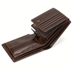 Cartera Trifold de Cuero Genuino Vintage para Hombre y Mujer - 15 Ranuras para Tarjetas, Bolsillo para Monedas con Broche, Cuero Genuino de Vaca de Primera Calidad - Product Image 6