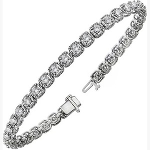 Round Prong <b>Set</b> LAB - GROWN Diamond Tennis Bracelet 7.20 Carats White <b>Gold</b> 14K - Product Image 3