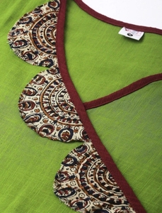 ชุดอานาร์กาลี คุรตะ ผ้าผสมสีพื้นสำหรับผู้หญิง KV (สีเขียว) - Product Image 3