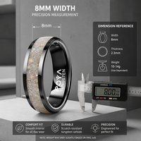 Bague de mariage pour homme en tungstène noir de 8 mm avec incrustation de pierres concassées d'opale blanche galaxie, polie et biseautée, ajustement confortable, vente en gros