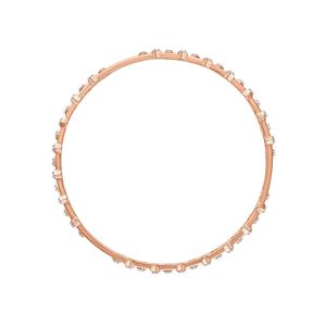 14K Rose Gold Round Lab Grown Diamond Double Line Geometric Station Bangle - Product Image 3
