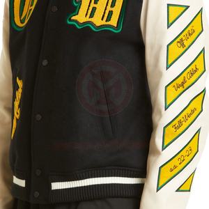 Logotipo personalizado de lana Chenille bordado High Street Baseball Letterman chaquetas para hombres Vintage manga de cuero en blanco invierno XL - Product Image 6