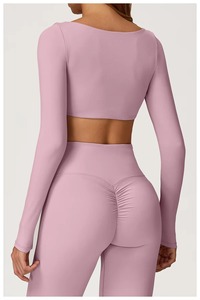 Top Deportivo de Yoga Personalizado de Alta Calidad con Canalé y Espalda Descubierta – Camiseta Corta para Mujer para Gimnasio, Running y Deportes al Aire Libre - Product Image 5