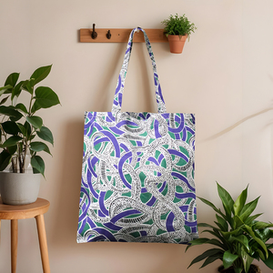 กระเป๋าผ้าแคนวาสพิมพ์ลายสำหรับผู้หญิง นำเข้าจากอินเดีย ผลิตจากผ้าฝ้ายรีไซเคิล 100% ดีไซน์ทันสมัย พร้อมส่ง - Product Image 1