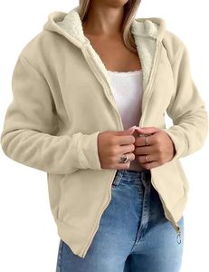 Sweat-shirt à capuche zippé en polaire Sherpa personnalisé pour femme, OEM ODM, logo personnalisé, toutes couleurs et tailles, vente en gros - Product Image 3
