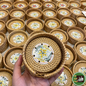 Woven/Rattan Cup Tray Durable Rattan Weaving For Drink Serving <b>Table</b> Display Interior Use From Vietnam Market - Product Image 6