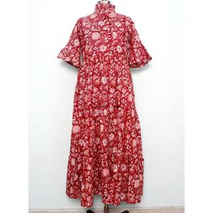 Vestido Midi de Verano con Estampado Floral de Diseño Vintage, Manga Corta, Informal, de Algodón, con Cinturón, para Mujer, Venta al por Mayor y Fabricación - Product Image 1