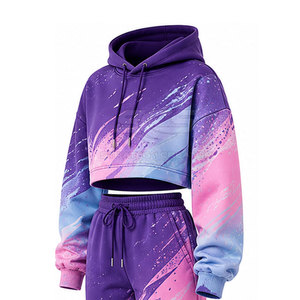 Ensemble de sweats à capuche courts pour femmes, en tissu léger et doux, coupe confortable et style assorti deux pièces tendance - Product Image 4