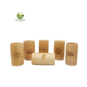 Gobelet à boire en bambou naturel écologique réutilisable avec logo personnalisé gravé au laser pour la bière, le vin, l'école, le bureau, cadeau - Product Image 1