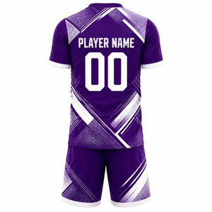Tenue de football haut de gamme coupe athlétique, ensemble maillot et short imprimé couleur unie, personnalisable pour équipe, entraînement et matchs professionnels - Product Image 3