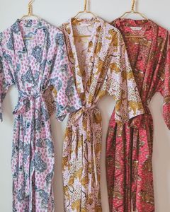 Batas tipo kimono 100% algodón para mujer y hombre, bata de boda para dama de honor, bata de baño, regalos, ropa de playa larga/corta - Product Image 2