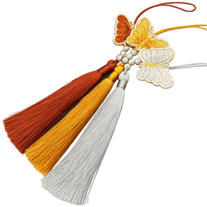 Pendentif Papillon Norigae Coréen Fait Main Traditionnel Brodé en Acrylique avec Pompon et Perle, Ornement pour Hanbok et Accessoire de Téléphone - Product Image 1