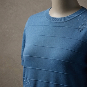 T-shirt décontracté en tricot côtelé Azure (P8T26205) - Product Image 3