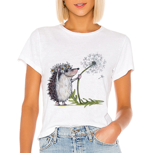 Venta al por mayor 100% algodón cuello redondo Mujer camiseta Impresión digital personalizada con logotipo ecológico niñas camisetas - Product Image 6