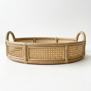 Premium Quality Decorative Rattan Tray Round Design Natural Material Serving Breakfast <b>Table</b> Decor Organization Best For Wholesa - Product Image 3