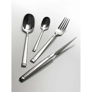 Poignée ondulée en argent poli, ustensiles de cuisine polis miroir en argent, cuillère, couteau et fourchette de créateur, ensemble de couverts pour mariage - Product Image 2