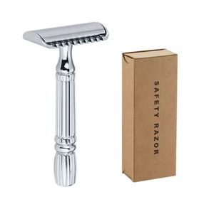 Maquinilla de afeitar profesional de doble filo, tradicional, de acero inoxidable, para el cuidado y peinado de la barba para hombres. - Product Image 2