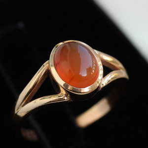 Bague en cornaline plaquée or, bague artisanale mignonne en pierres précieuses, bijoux minimalistes pour filles - Product Image 1