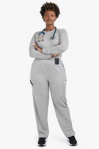 Women Gray <b>Scrub</b> Set Long Sleeve Top Cargo Pants Hospital Uniform Knitted Cotton Blends <b>Scrubs</b> for Medical Professionals - Product Image 1