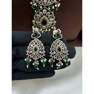 Indian Ethnic Minakshi Victorian Premium Gold Plated Bridal Necklace & Earring Set - Product Image 3