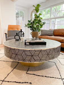 Table basse en os incrusté de style Art déco indien - Taille et design personnalisables - Meubles de luxe pour salon - Product Image 6