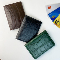 Portefeuille en cuir de crocodile véritable de petite taille personnalisé Style luxueux Porte-cartes de visite Porte-cartes de crédit Minimaliste Logo