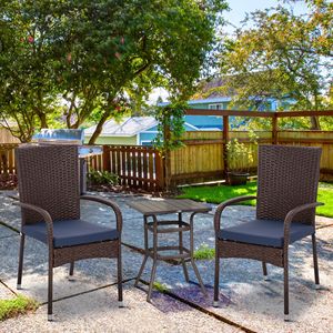 Sedia da Patio in Vimini Blu con Cuscino per Eleganti Cene all'Aperto |   Pieghevole, Adatto per Sport e Appartamenti" - Product Image 2