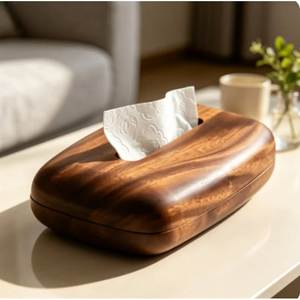 Elegante caja de pañuelos de madera, accesorio decorativo para el hogar, para sala de estar, dormitorio, oficina, almacenamiento de mesa y interior con estilo. - Product Image 6