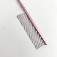 Peigne à queue de rat en acier inoxydable rose durable et écologique Eversharp 180 mm pour toilettage des animaux, chiens et chats, à dents fines pour enlever les poils