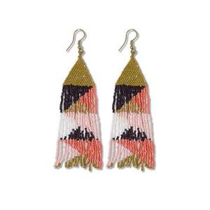 Handmade Butterfly Motif Seed <b>Bead</b> Embroidered Earrings Lightweight Cotton Base Traditional Fashion Jewelry - Product Image 3