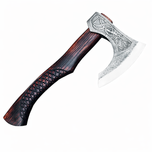 ขวานงานฝีมือเกรดอุตสาหกรรม ใบมีดเหล็กกล้าคาร์บอนสูง ด้ามไม้ ปลอกหนัง รับผลิตตามแบบ OEM - Product Image 1