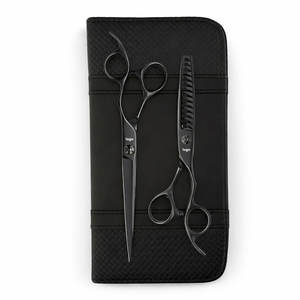 Ciseaux Premium Double Threat Noir Mat, Lames en Acier Inoxydable de Haute Qualité pour une Coupe Précise, Idéal pour les Professionnels - Product Image 4