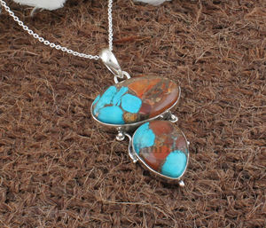 Colgante de Turquesa Natural al por Mayor, Plata de Ley 925, Gema Rosa, Amuleto de Corazón, Fabricante de Joyería, Precio al por Mayor, Directo de Fábrica - Product Image 2