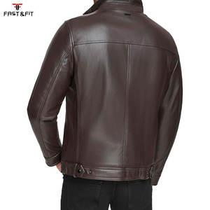 Chaqueta de Motocicleta de Invierno de Alta Calidad, Elegante, Suave, Impermeable, Transpirable, de Lona y Cuero Genuino, con Doble Cremallera, de Color Sólido - Product Image 4