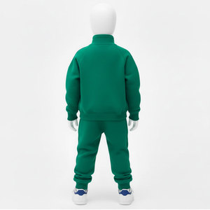 Ensemble de survêtement en coton rouge pour garçons, 2 en 1, à capuche, manches longues, couleur unie, décontracté, pour l'été, avec poches latérales, taille élastique, coupe ample - Product Image 3