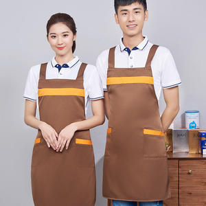 Delantal Unisex Rojo de Poliéster/Algodón con Raya Negra y Cierre de Botón para Uniforme de Camareros de Restaurante y Bar - Product Image 2