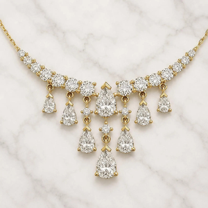 Luxury Women's 14K Gold Plated Moissanite <b>Statement</b> <b>Necklace</b> Pear Cut Diamond Claw Setting Chain Wedding Jewelry - Product Image 1